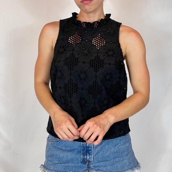 J. Crew Tops - J. Crew Fleur Top in Eyelet Black NWT Size Small Item BR583 Summer 2023